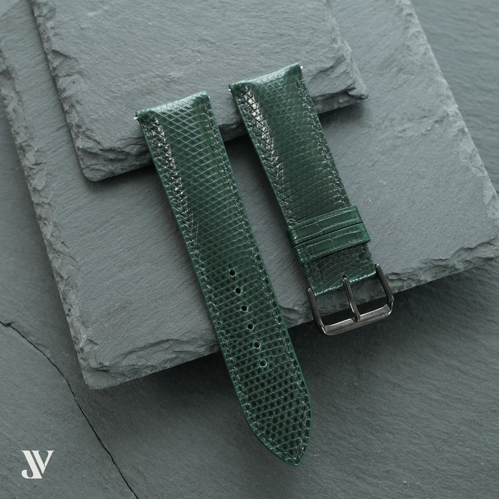 Dark Green Lizard Leather Watch Strap — original product photo