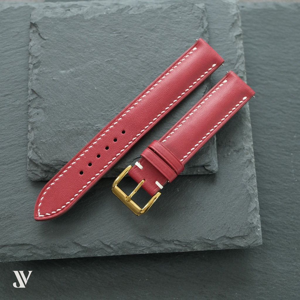 Brick Red Nappa Cowhide Leather Watch Strap — original product photo