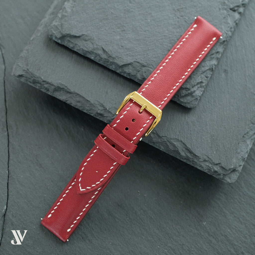 Brick Red Nappa Cowhide Leather Watch Strap — original product photo