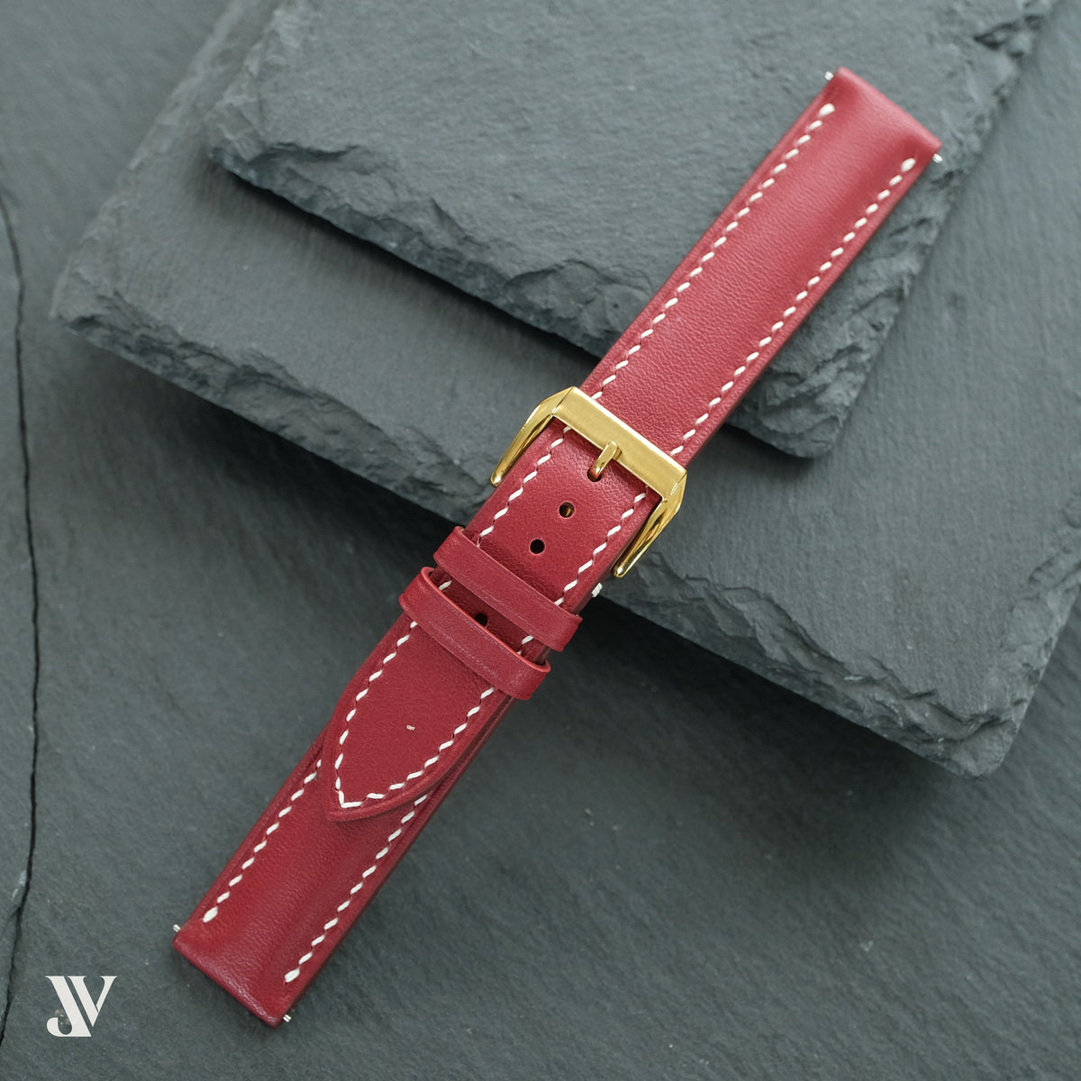 Brick Red Nappa Cowhide Leather Watch Strap — original product photo