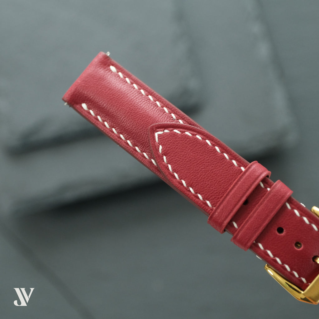 Brick Red Nappa Cowhide Leather Watch Strap — original product photo