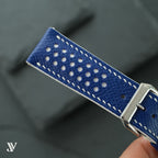 Blue White Epsom Rally Leather Watch Strap — original product photo