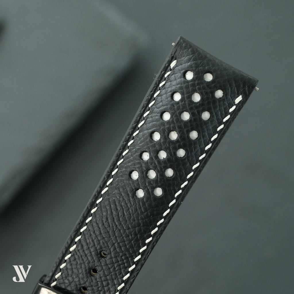 Black Epsom Rally Leather Watch Strap — original product photo