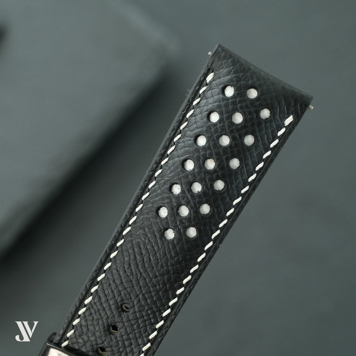 Black Epsom Rally Leather Watch Strap — original product photo