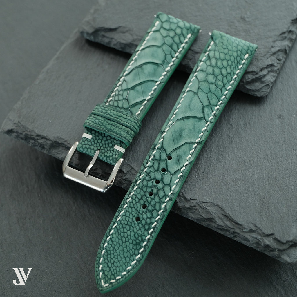 Green Ostrich Leg Leather Watch Strap — original product photo