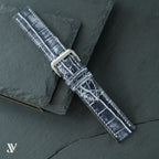 Patina Black Grey Alligator Leather Watch Strap — original product photo