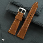 Cognac Waxed Cowhide Leather Watch Strap — original product photo