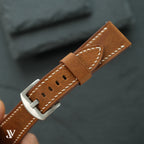 Cognac Waxed Cowhide Leather Watch Strap — original product photo