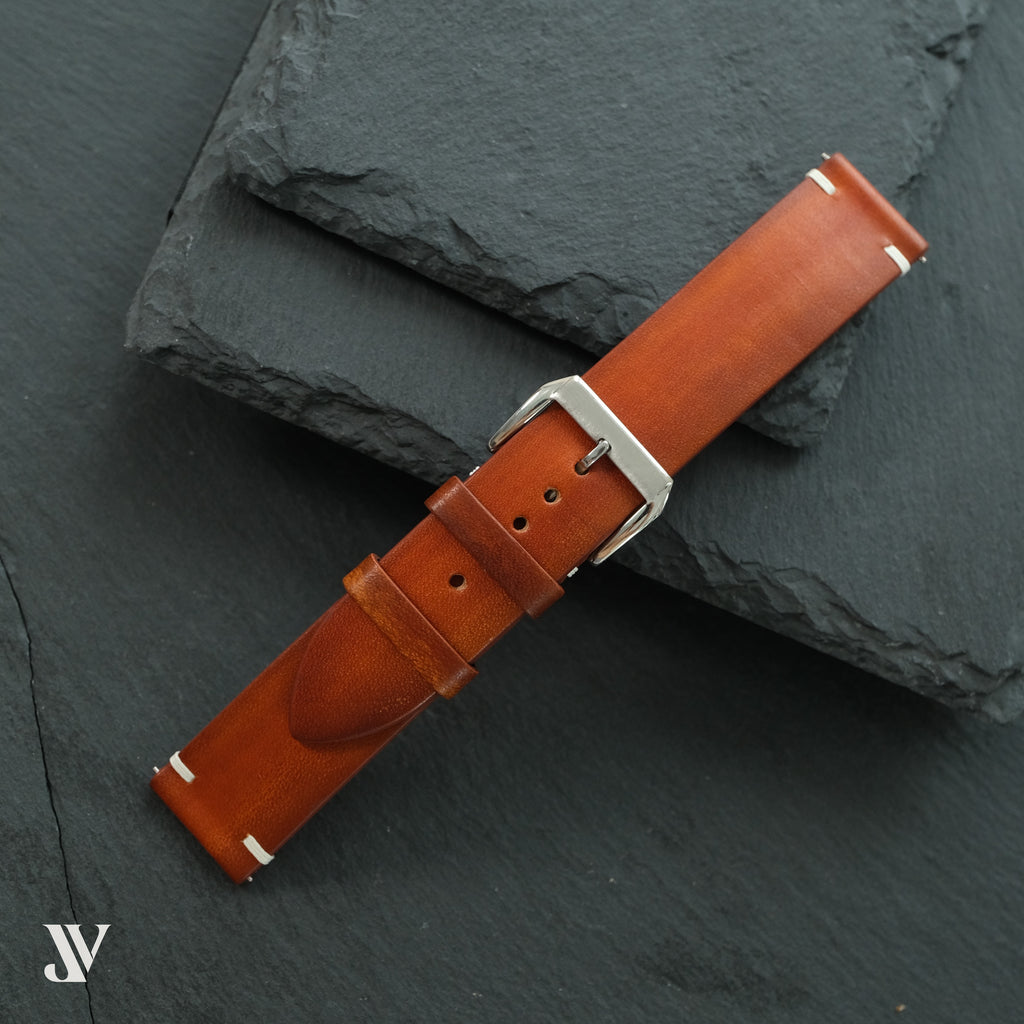 Cognac Patina Cowhide Leather Watch Strap — original product photo