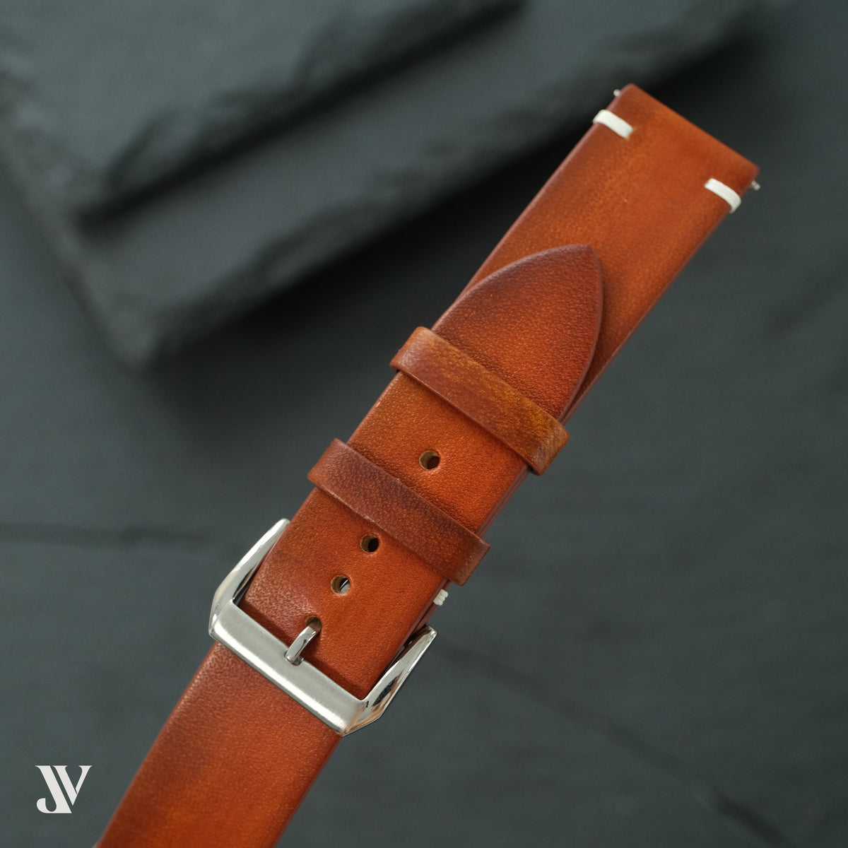 Cognac Patina Cowhide Leather Watch Strap — original product photo