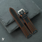 Black Orange Epsom Rally Leather Watch Strap — original product photo