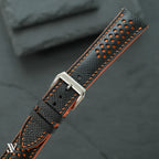 Black Orange Epsom Rally Leather Watch Strap — original product photo