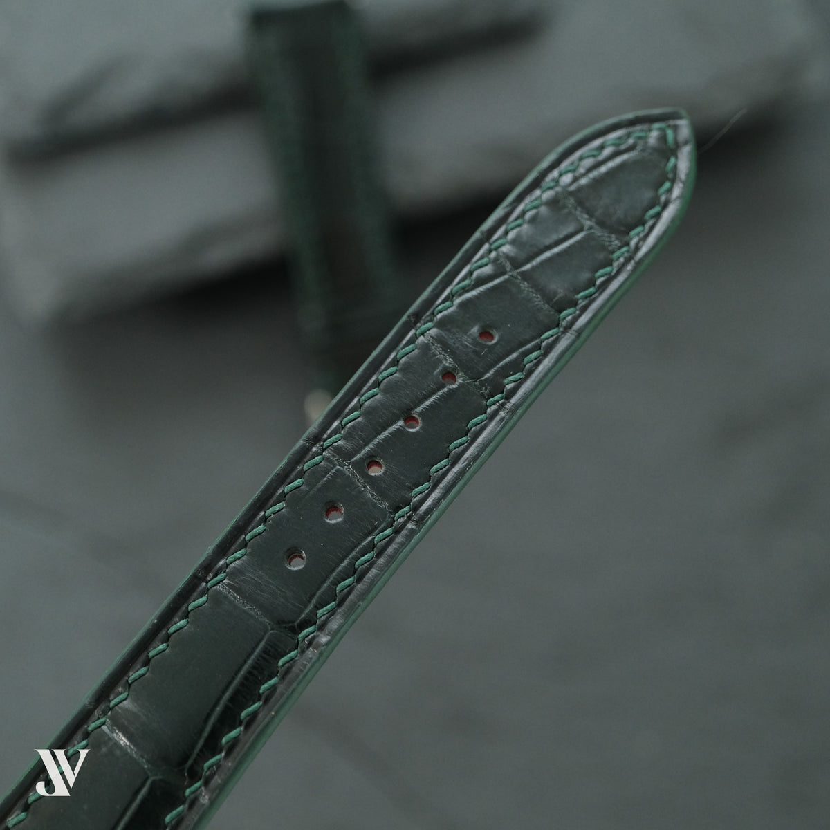 Dark Green Alligator Leather Watch Strap — original product photo