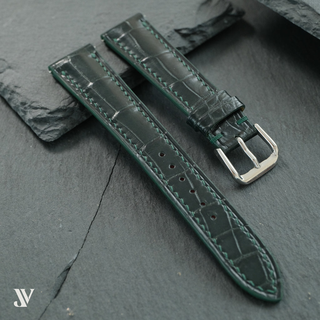 Dark Green Alligator Leather Watch Strap — original product photo