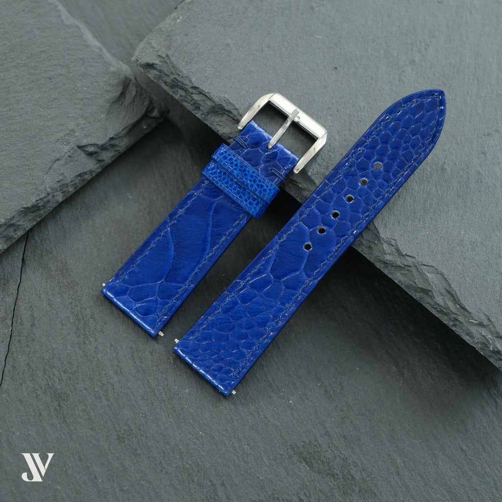 Blue Ostrich Leg LBlue Ostrich Leg Leather Watch Strapeather Watch Strap — original product photo