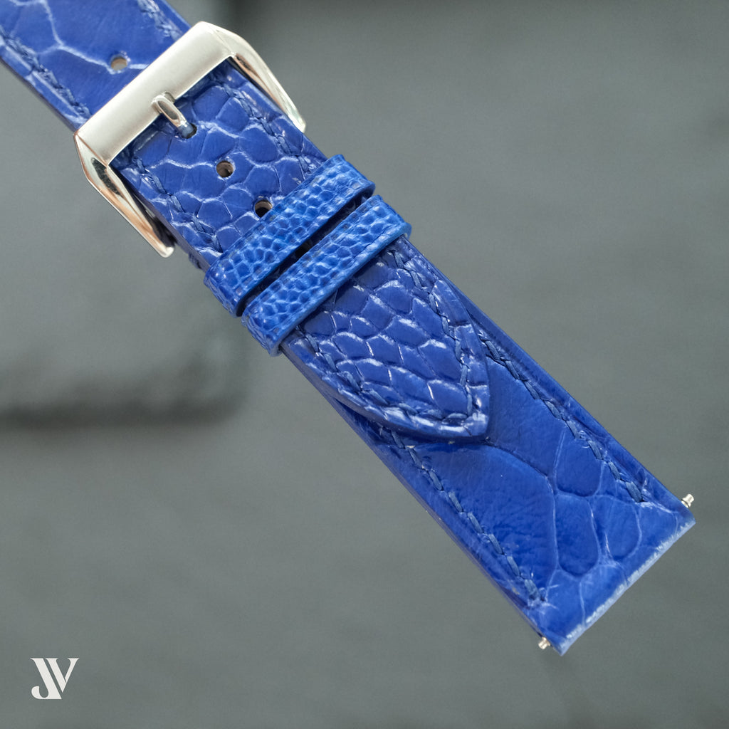 Blue Ostrich Leg LBlue Ostrich Leg Leather Watch Strapeather Watch Strap — original product photo