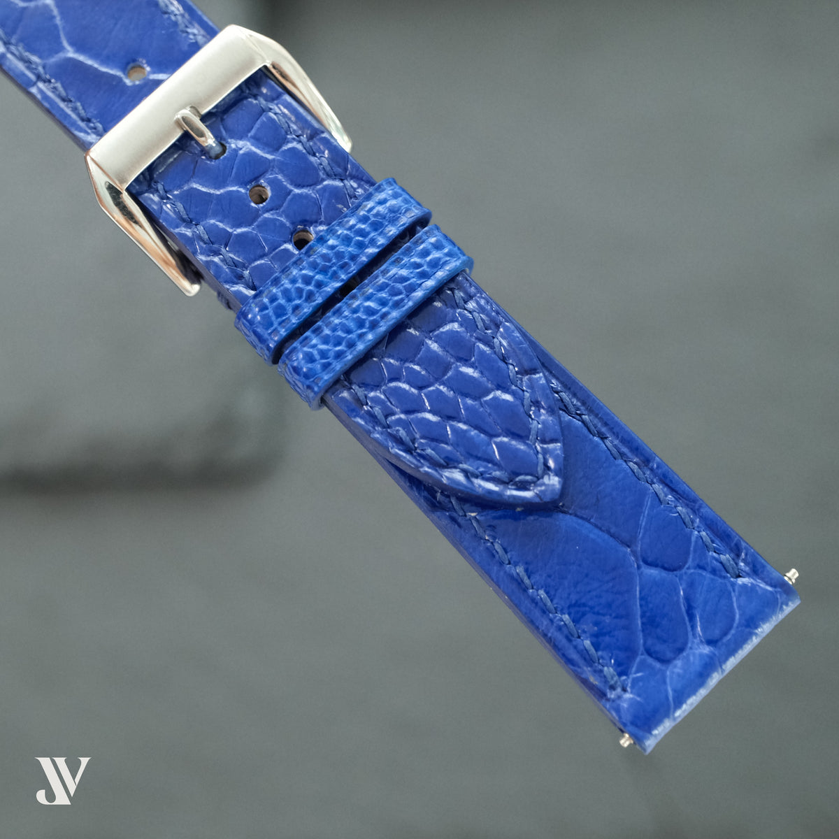 Blue Ostrich Leg LBlue Ostrich Leg Leather Watch Strapeather Watch Strap — original product photo