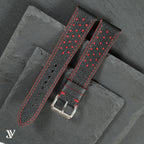 Black Red Epsom Rally Leather Watch Strap — original product photo