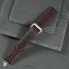 Black Red Epsom Rally Leather Watch Strap — original product photo