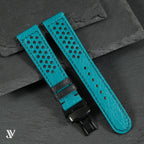 Turquoise Smooth Ostrich Leather Rally Watch Strap — original product photo