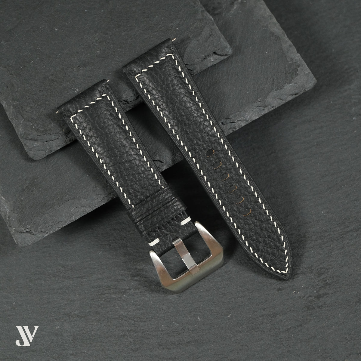 Black Togo Leather Watch Strap — original product photo