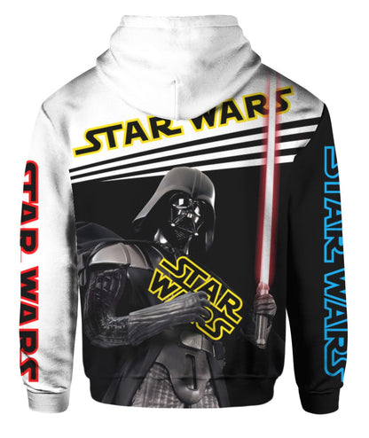 Starwars Hoodie Darth Vader Holds Starwars Logo Hoodie Black White Unisex