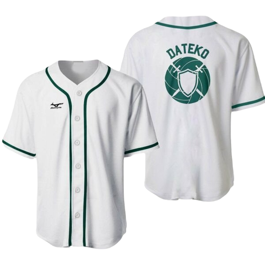 Haikyuu Baseball Jersey Dateko the Shield Haikyuu Jersey Shirt White Green Unisex Adult New Release