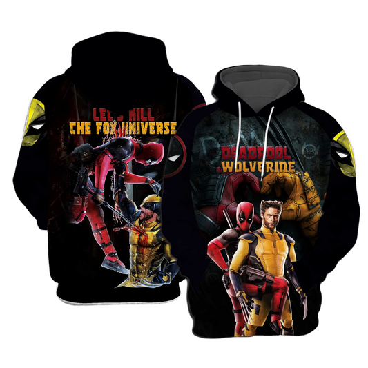 Deadpool Hoodie Marvel Let’S Kll The Fox Universe Hoodie Black Unisex - Cozy Hoodie For Cold Weather