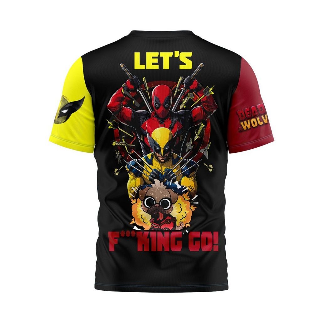 Deadpool T-Shirt Marvel Deadpool Wolverine And Dogpool Let'S Fcking Go T-Shirt Black Unisex - Trendy Gift For Men & Women
