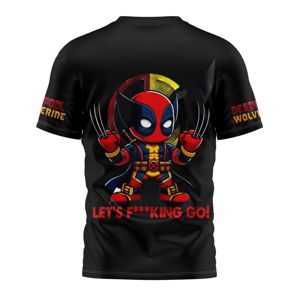 Deadpool T-Shirt Marvel Wolverine As Deadpool Let'S Fcking Go T-Shirt Black Unisex - Trendy Gift For Men & Women
