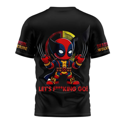 Deadpool T-Shirt Marvel Wolverine As Deadpool Let'S Fcking Go T-Shirt Black Unisex - Trendy Gift For Men & Women