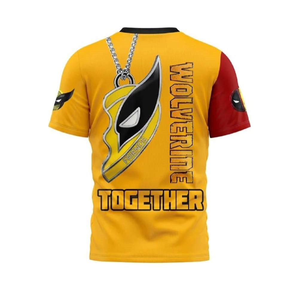 Deadpool T-Shirt Marvel Deadpool And Wolverine Come Together T-Shirt Red Yellow Unisex - Trendy Gift For Men & Women
