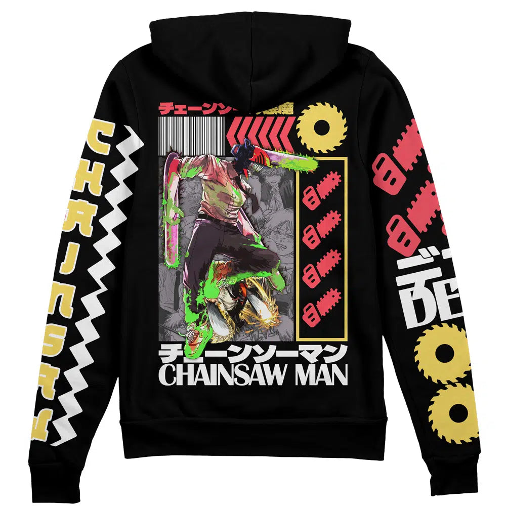 Chainsaw Man Zip Hoodie Denji Chainsaw Man Fighting Pose Zip Hoodie Black Unisex - Cozy Hoodie For Cold Weather