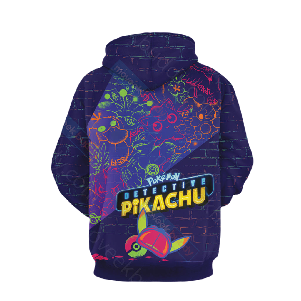 Pokemon Hoodie Detective Pikachu Finding Evidents Hoodie Dark Blue Unisex - Cozy Hoodie For Cold Weather