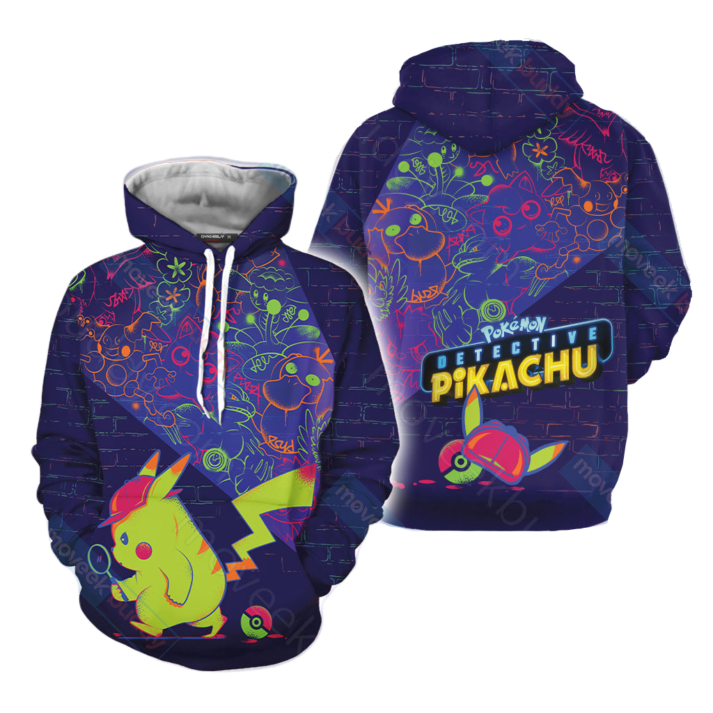 Pokemon Hoodie Detective Pikachu Finding Evidents Hoodie Dark Blue Unisex - Cozy Hoodie For Cold Weather