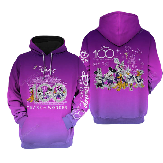 Disney Hoodie Diamond Disney 100 Years Of Wonder T-Shirt Pink Unisex Adults New Release - Trendy Gift For Men & Women