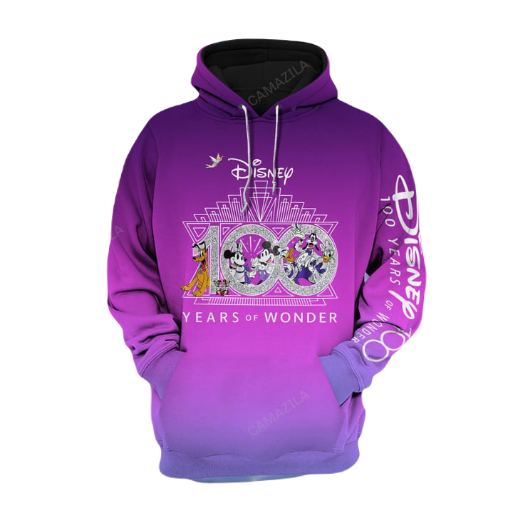 Disney Hoodie Diamond Disney 100 Years Of Wonder T-Shirt Pink Unisex Adults New Release - Trendy Gift For Men & Women