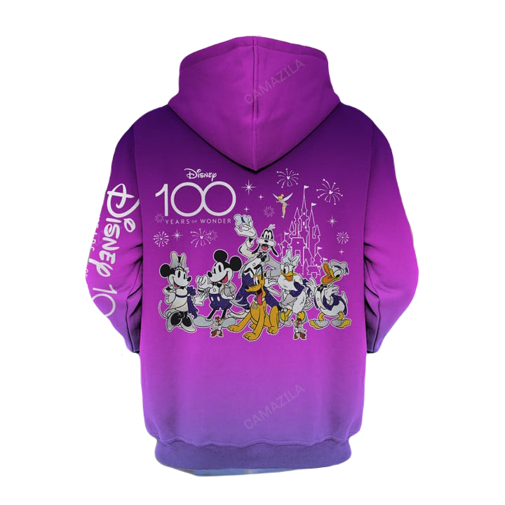 Disney Hoodie Diamond Disney 100 Years Of Wonder T-Shirt Pink Unisex Adults New Release - Trendy Gift For Men & Women