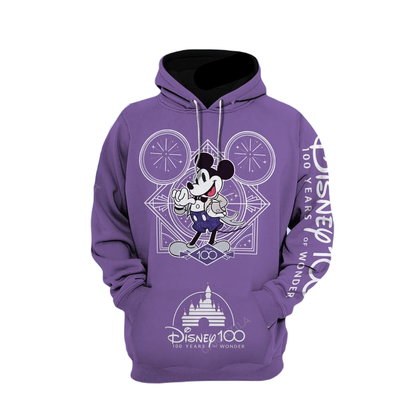 Disney Hoodie Celebration Disney 100 Years Of Wonder Hoodie Purple Unisex Adults New Release - Cozy Hoodie For Cold Weather