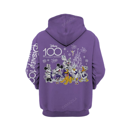 Disney Hoodie Celebration Disney 100 Years Of Wonder Hoodie Purple Unisex Adults New Release - Cozy Hoodie For Cold Weather