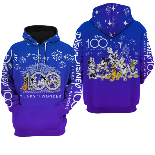Disney Hoodie Celebration Diamond Disney 100 Years Of Wonder Hoodie Blue Unisex Adults New Release - Cozy Hoodie For Cold Weather