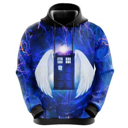 Doctor Who Hoodie Doctor Who Tardis With Wings Galaxy Hoodie Blue Unisex - Cozy Hoodie For Cold Weather