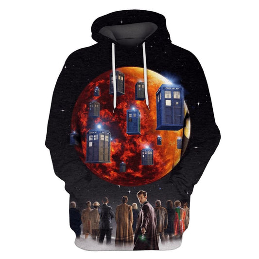 Doctor Who Hoodie All Doctors And Tardis Hoodie Black Unisex - Cozy Hoodie For Cold Weather