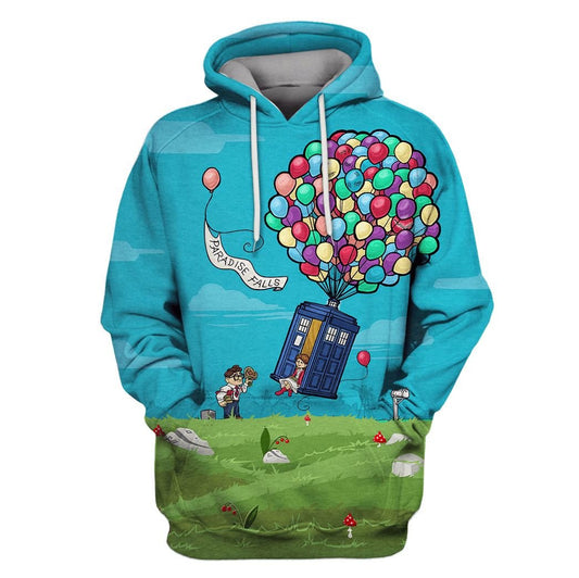 Doctor Who Hoodie Doctor Who Tardis Paradise Falls Hoodie Colorful Unisex - Cozy Hoodie For Cold Weather