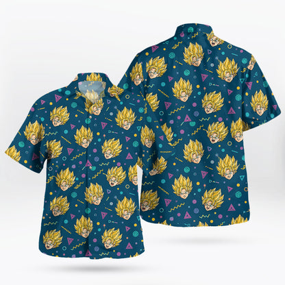 Dragon Ball Super Saiyan Retro Pattern Hawaiian Shirt