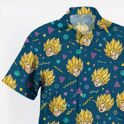 Dragon Ball Super Saiyan Retro Pattern Hawaiian Shirt