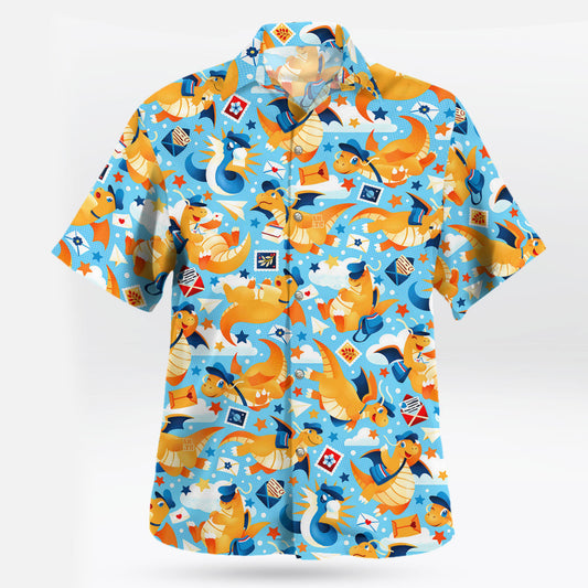Dragonite Dratini Pokémon Hawaiian Shirt Blue Tropical - Tropi Hawaiian Shirts
