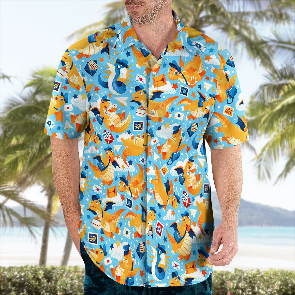 Dragonite Dratini Pokémon Hawaiian Shirt Blue Tropical - Tropi Hawaiian Shirts