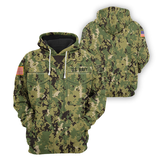 Veteran Hoodie Us Navy Nwu Iii Camoflage Costume Hoodie Green Aldult - Cozy Hoodie For Cold Weather