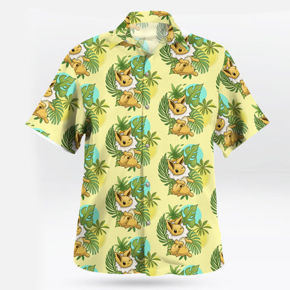 Eevee Pokemon Hawaiian Shirt Tropical Yellow Aloha - Tropi Hawaiian Shirts